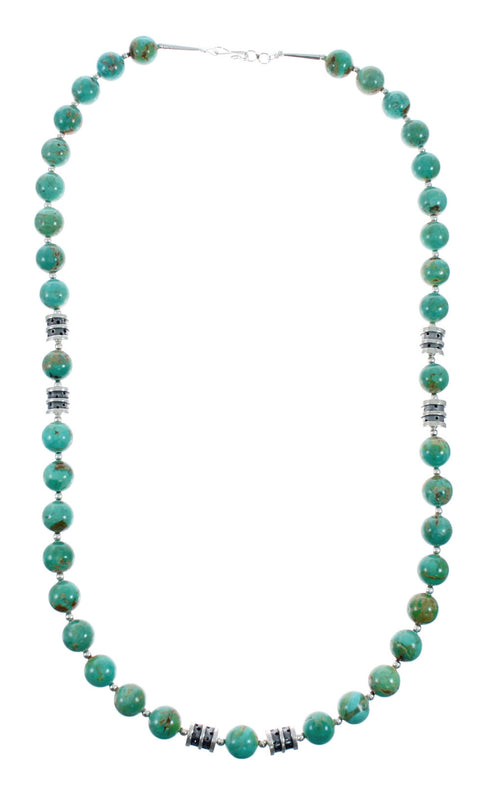 Native American Turquoise Sterling Silver Bead Necklace JX131099